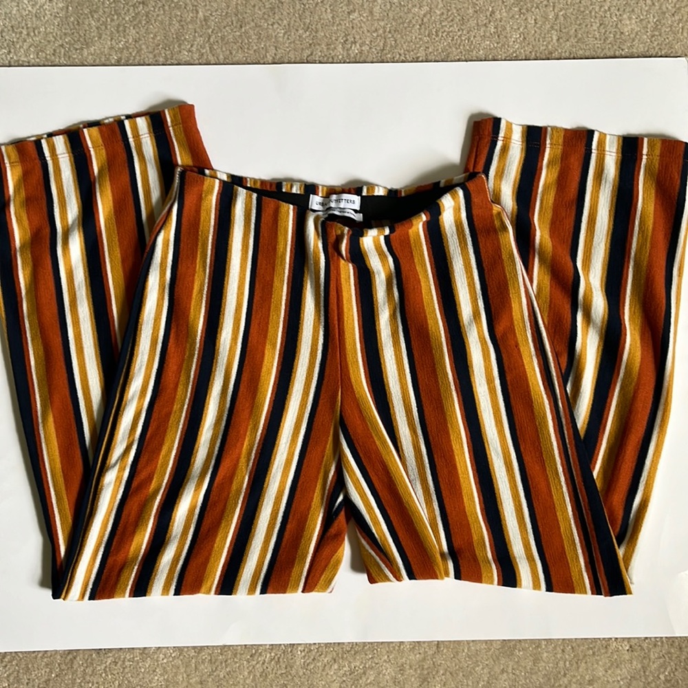 Urban Outfitters white orange yellow and navy flowy straight leg pants XS